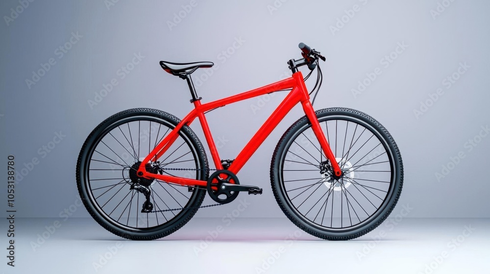 Fototapeta premium A photostock of a red bicycle isolated on white, symbolizing eco-friendly transportation.