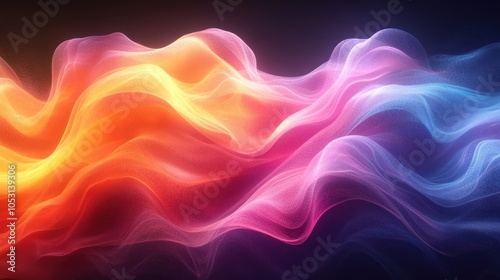 Abstract Glowing Waves in Orange, Pink, and Blue Hues