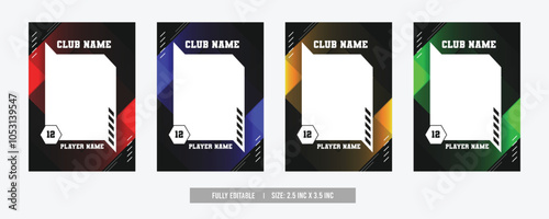 sports trading card, player photo frame template, game trading card for football, hockey and basketball, blank rectangle for photo frame, template eps 10.	