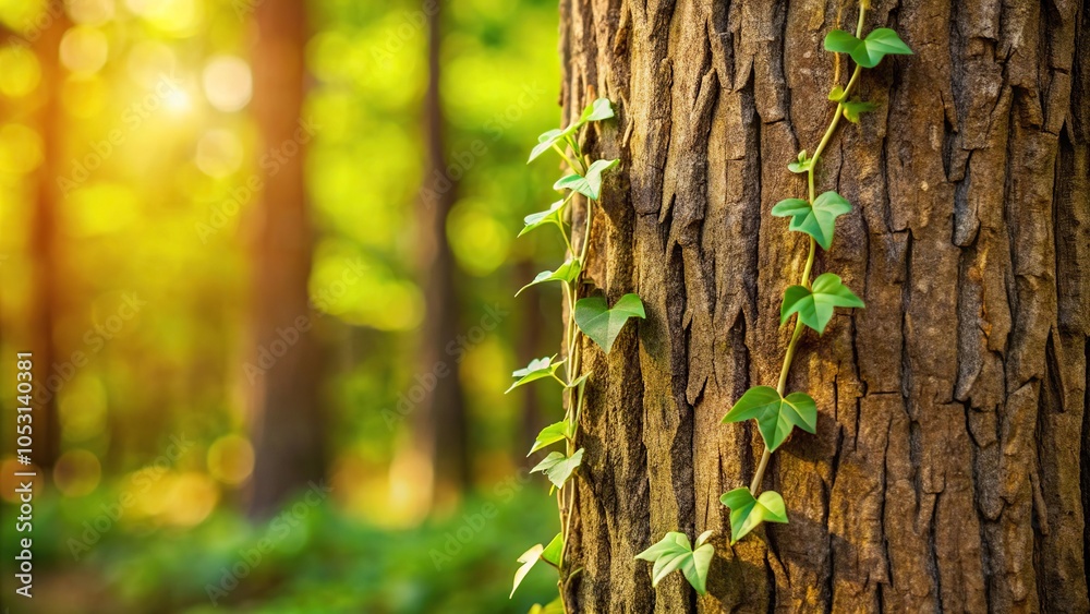 Fototapeta premium A delicate vine is wrapped around a tree trunk, swaying gently in the wind, branch, nature
