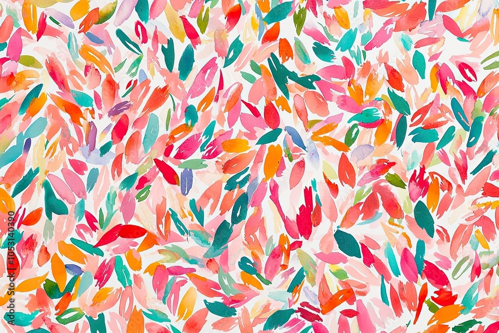 Colorful abstract pattern of leaves in vibrant hues on a light background. Colorful abstract pattern of leaves in vibrant hues on a light background.