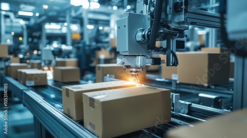 Automated Robotics in Warehouse with Packaging Boxes