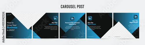 Editable Instagram Carousel Post Layout Set, Social Media Marketing microblog template design, tips & tricks linkedin post template, eps 10.