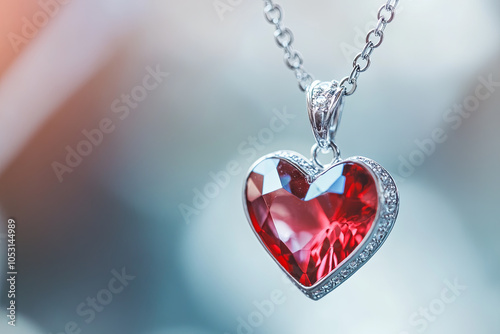 Heart-shaped pendant on a silver chain photo