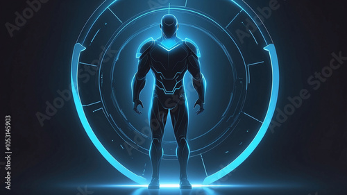 Concept of protection shown as a glowing shield surrounding a figure