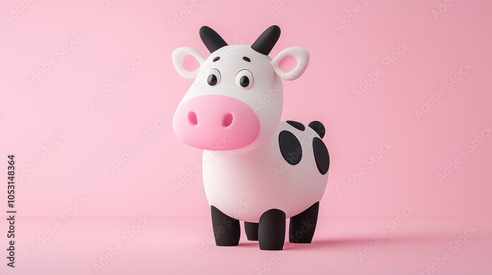 Cartoon cow with pink cheeks, friendly look, and minimalistic style Cartoon cow with pink cheeks, friendly look, and minimalistic style