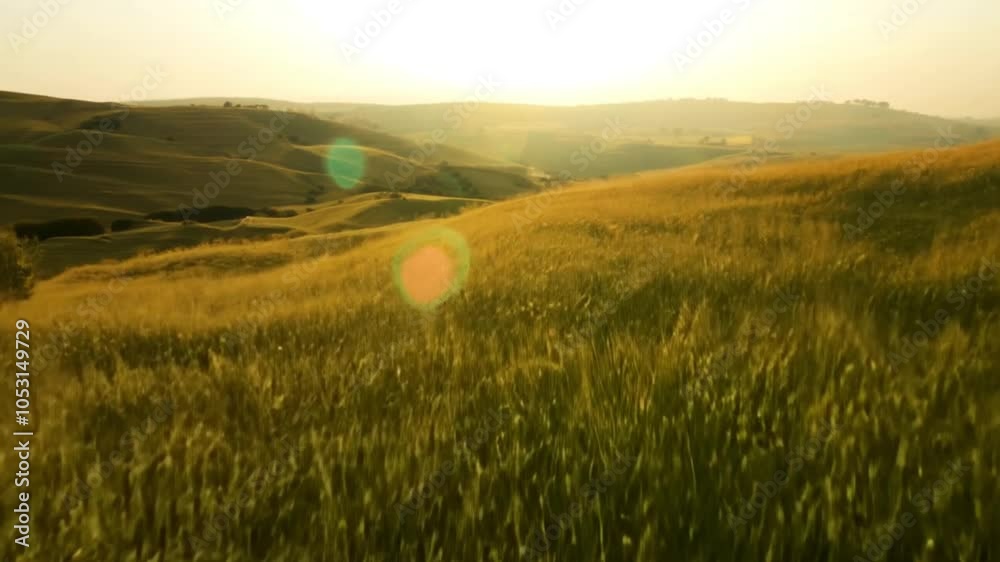 A Serene Drone Journey Through Swaying Grasslands A Serene Drone Journey Through Swaying Grasslands