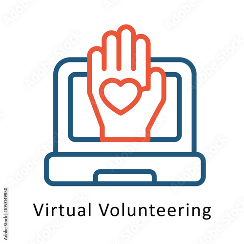 Virtual Volunteering vector Outline Two Color Design icon. Volunteering Symbol on White background EPS 10 File