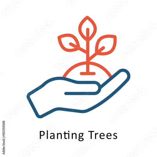 Planting Trees vector Outline Two Color Design icon. Volunteering Symbol on White background EPS 10 File