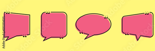 Set with quote box frame in abstract style. Vector texting quote boxes. Bubble banners with quotation, message and comment.