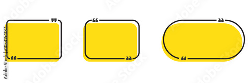 Set with quote box frame in abstract style. Vector texting quote boxes. Bubble banners with quotation, message and comment.