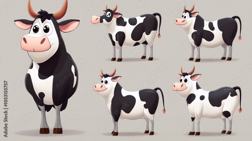 Funny cow vector with simple, chubby shapes and friendly expression Funny cow vector with simple, chubby shapes and friendly expression