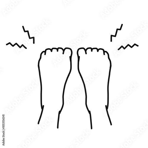 Line drawing illustration of bending toes for exercise