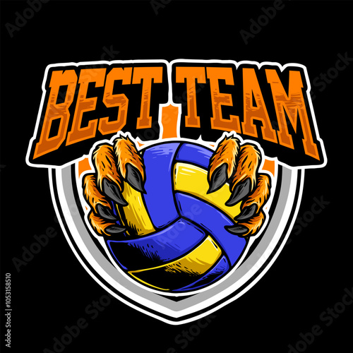 badge design vector of claws hold a ball for sport team logo