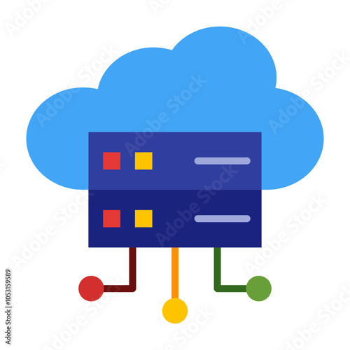 Cloud Server Flat Icon Design