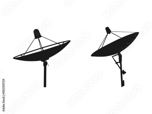Antenna icon. Wireless communication icons. Radio antenna icon. Wireless satellite technology set. Antenna, satellite and satellite dish icons.Television antenna icons set isolated on white background