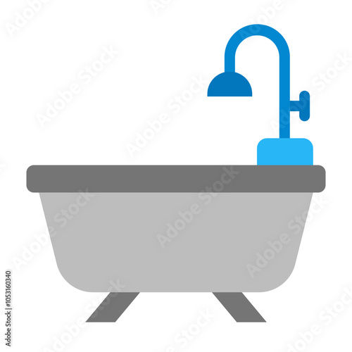 Bath Tub Flat Icon Design