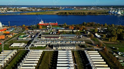 Latvijas propana gaze, eksporta baze - Gas Company In Riga, Latvia - Aerial Drone Shot photo