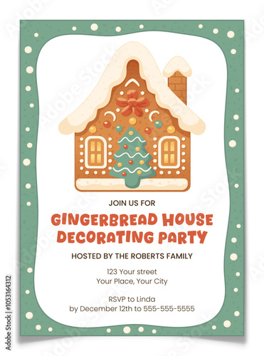 Gingerbread House Decorating Party Invitation Card