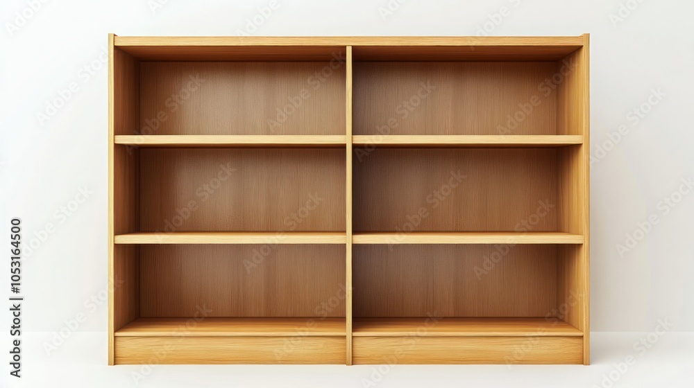 Empty Wooden Bookcase with Six Shelves Empty Wooden Bookcase with Six Shelves