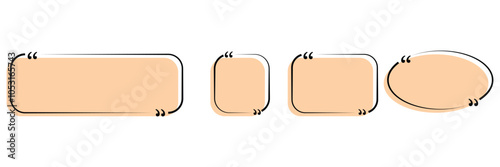 Set with quote box frame in abstract style. Vector texting quote boxes. Bubble banners with quotation, message and comment.