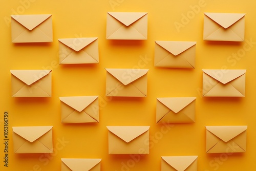 Yellow Envelopes Pattern: Minimalist Design & Mail Concept