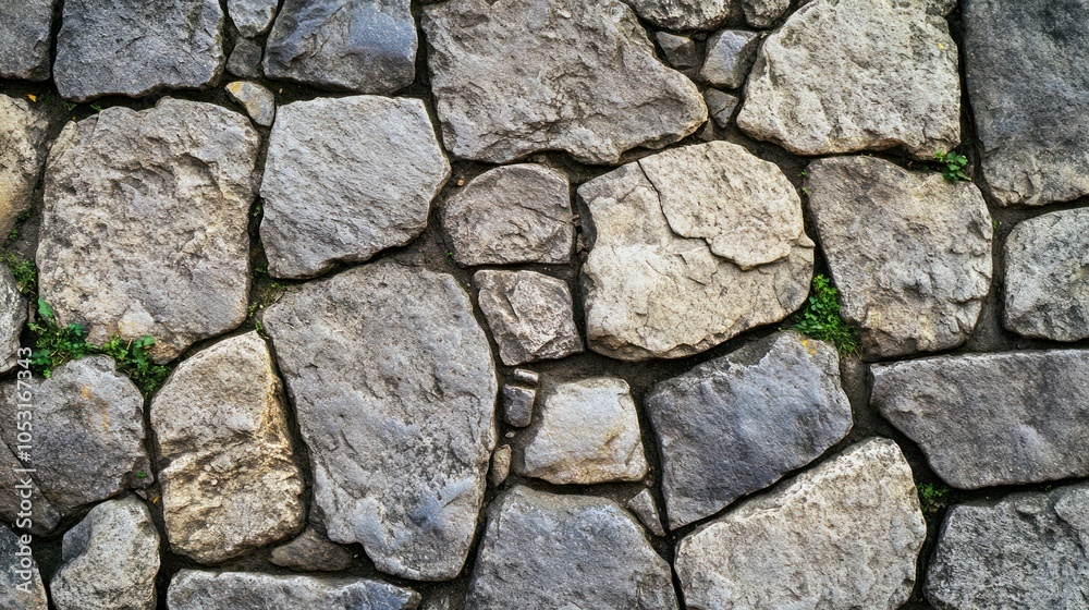 Rough stone surface with uneven textures and natural cracks, in a close-up view Rough stone surface with uneven textures and natural cracks, in a close-up view