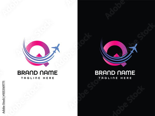 Q Leaf Aroplane Letter Logo Design