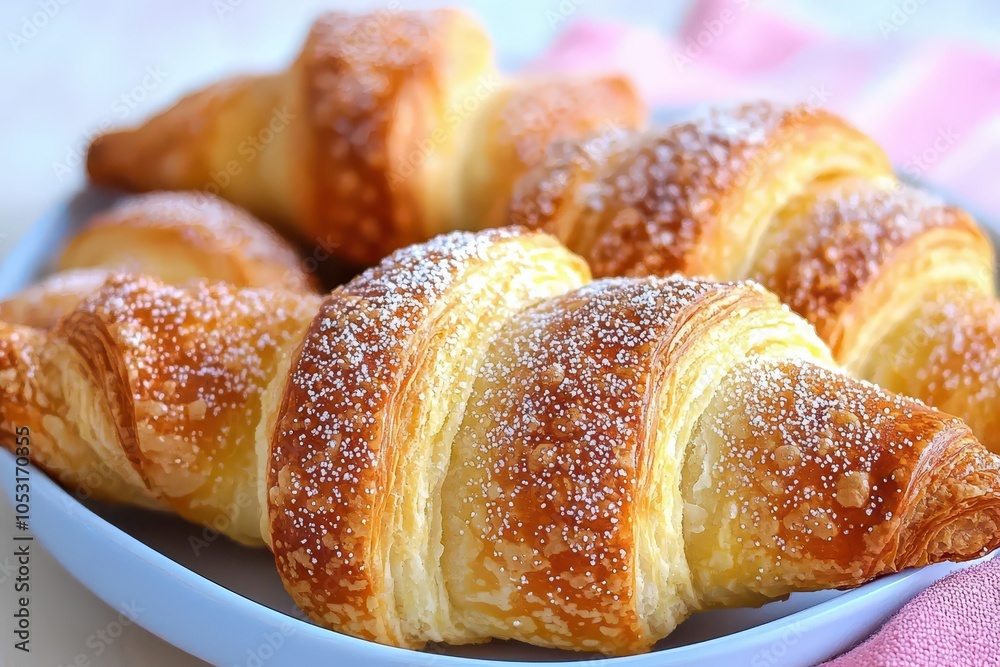 Deliciously Sweet Round Croissants with a Crumbly Finish and Light Golden Exterior Deliciously Sweet Round Croissants with a Crumbly Finish and Light Golden Exterior