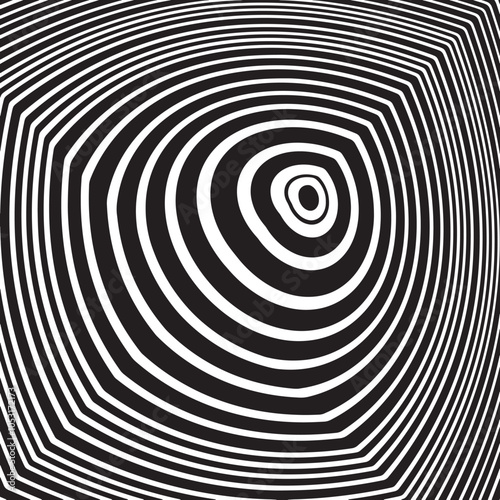  Black nad white abstract rotated lines.vortex form. Geometric art. Design element. Digital image with a psychedelic stripes.Design element for prints, web, template