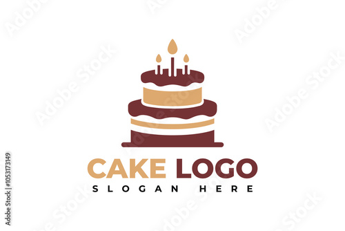 simple and minimalist cake bakery logo design template, cake bakery logo in white background