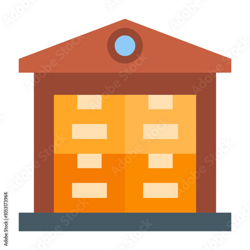 Warehouse Flat Icon Design
