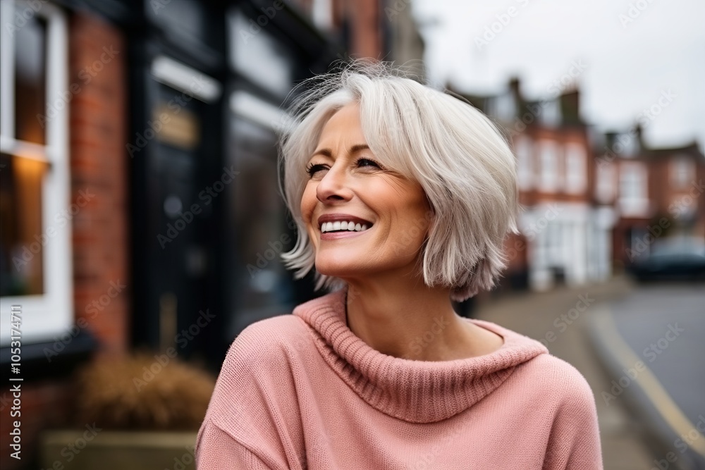 Portrait of a happy senior woman smiling at the camera in the street Portrait of a happy senior woman smiling at the camera in the street