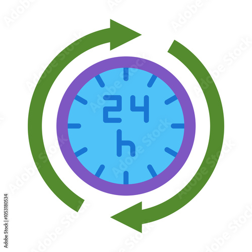  Hours Flat Icon Design