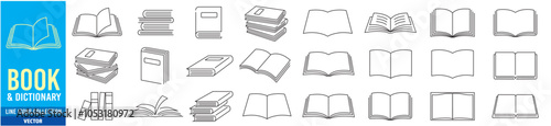 book icon set vector. Linear icon set. 
