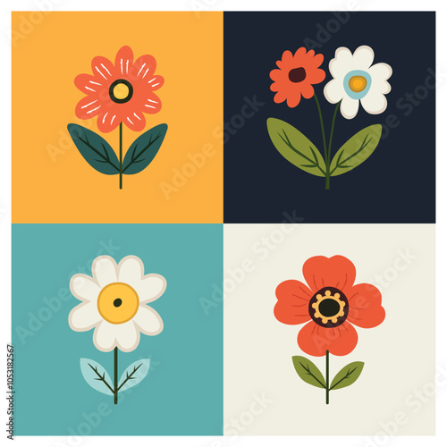 Floral designs on different background