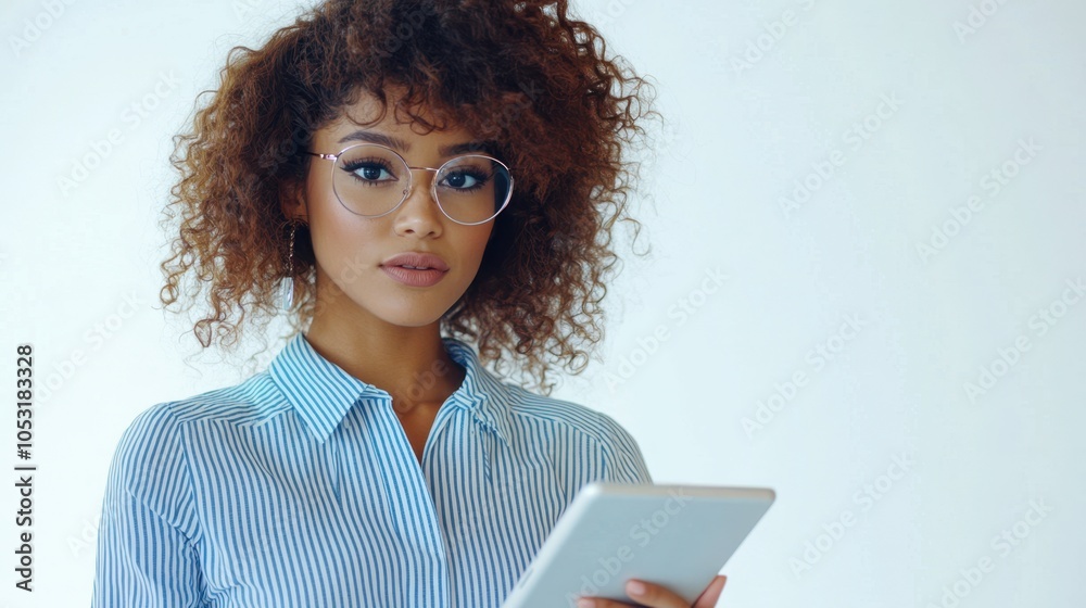 Obraz premium The Young Woman with Tablet