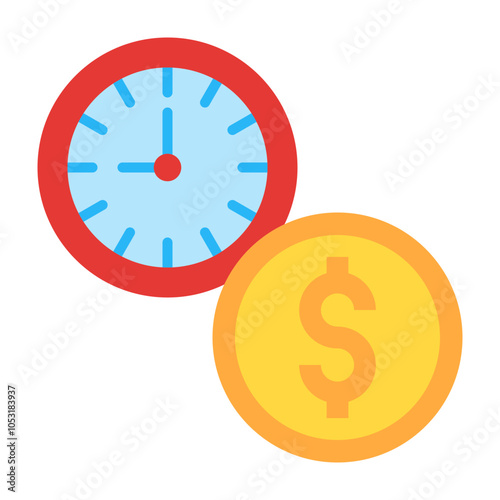 Time Is Money Flat Icon Design