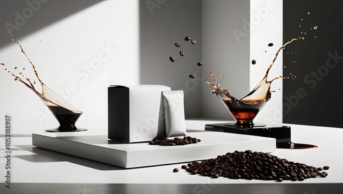 A modern artinspired product shot of a coffee photo