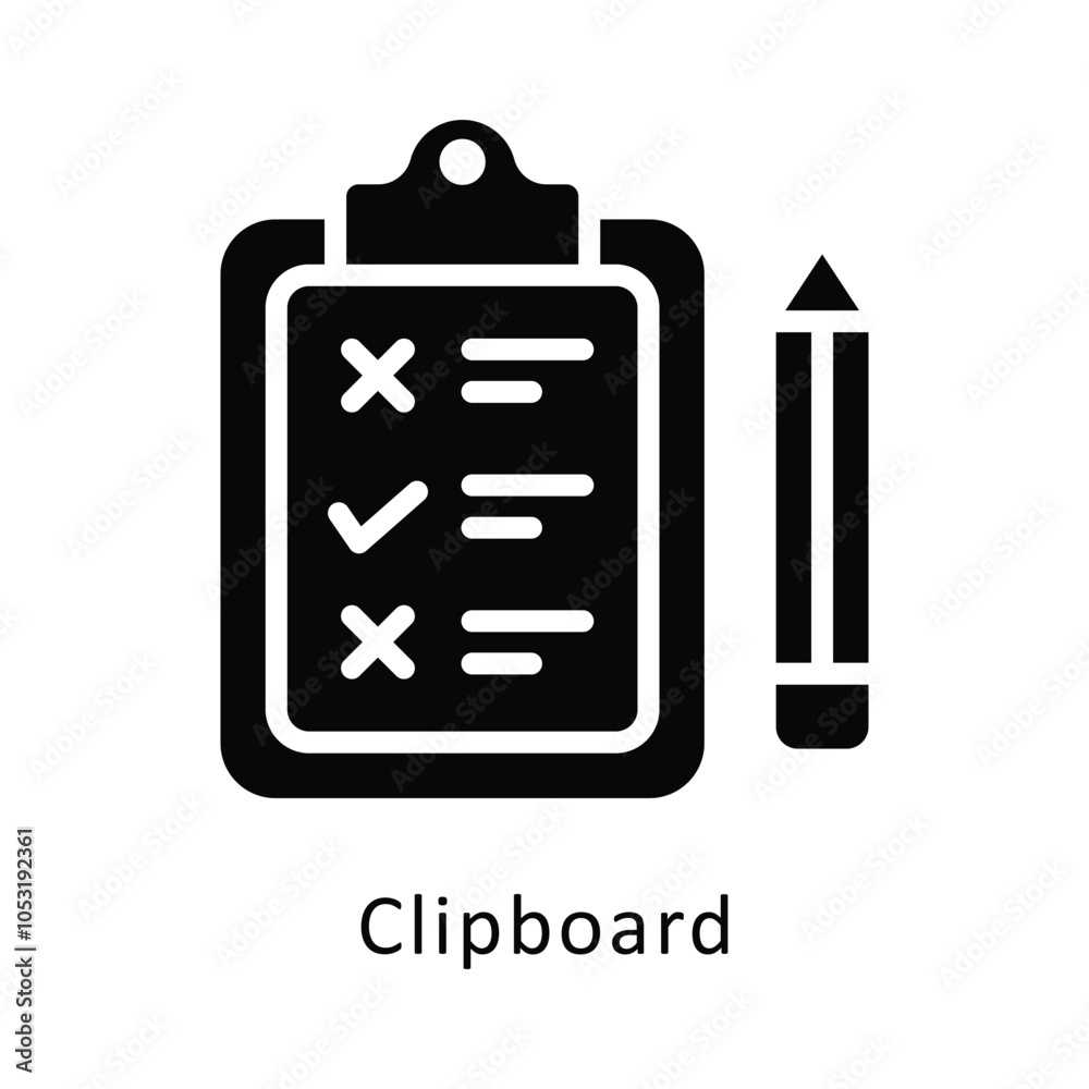 Clipboard  vector Gylph Design icon. Workplace Symbol on White background EPS 10 File