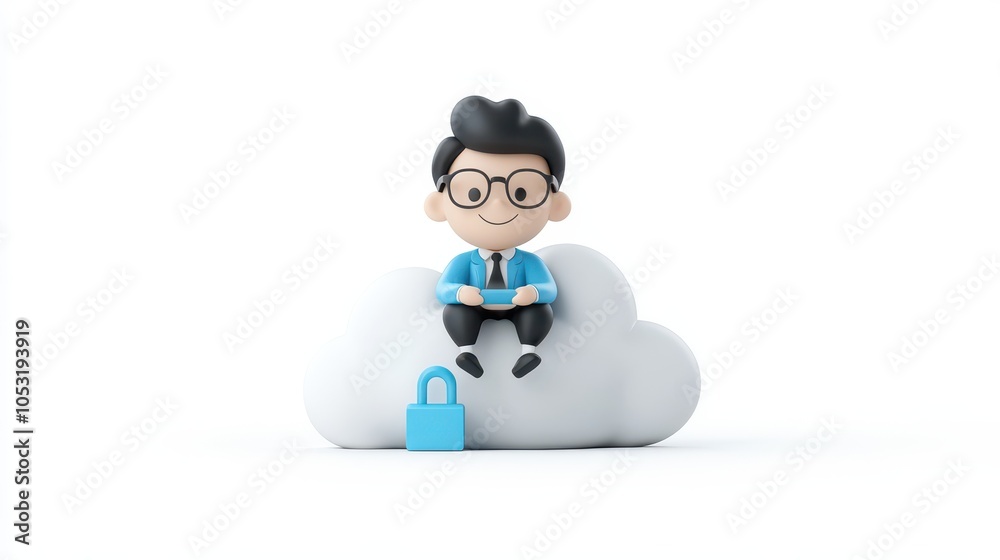 Fototapeta premium Secure Cloud Computing Man