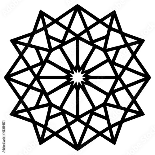 Symmetrical Islamic pattern with mandala-style elements, ideal for social media posts, posters, and greeting cards during Ramadan, Eid, and Islamic New Year.