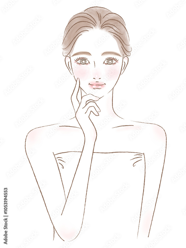 女性の上半身きれいめイラスト 水彩風 女性の上半身きれいめイラスト 水彩風