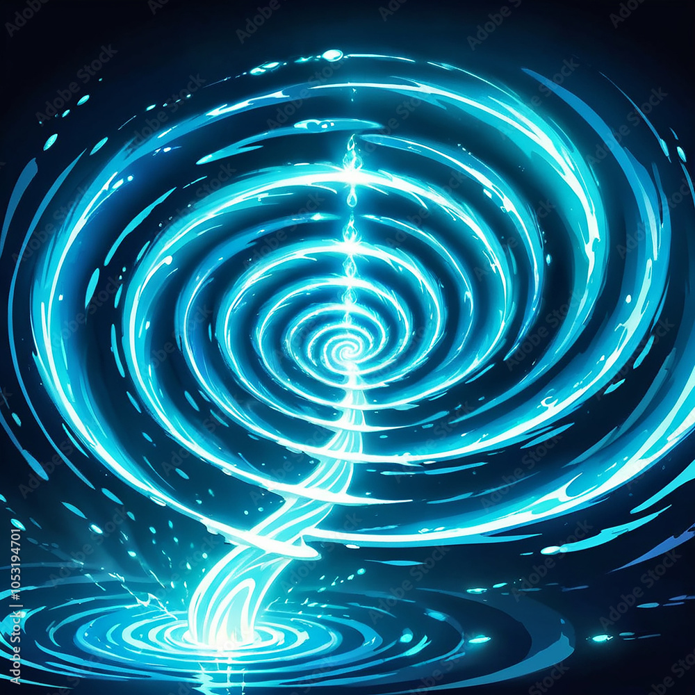 A digital illustration of a swirling blue vortex, resembling water, with glowing white light emanating from its center and ripples extending outwards. A digital illustration of a swirling blue vortex, resembling water, with glowing white light emanating from its center and ripples extending outwards.