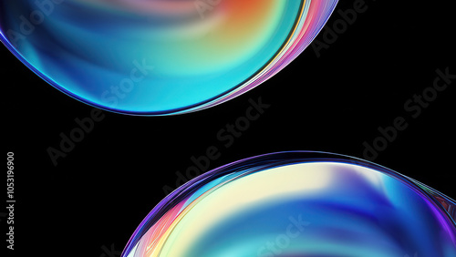 Abstract image wallpaper of two round bubbles next to each other diagonally against a black background