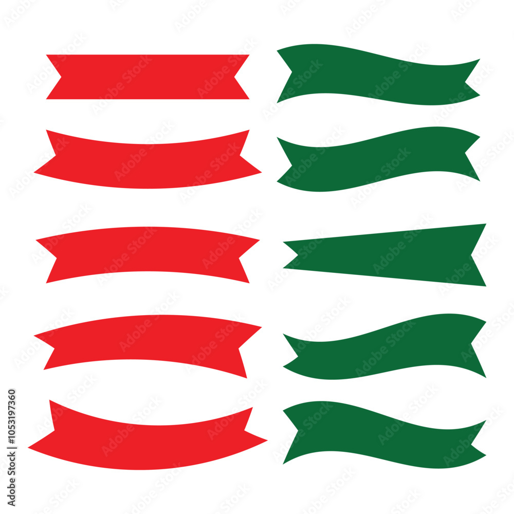red and green set of ribbons red and green set of ribbons