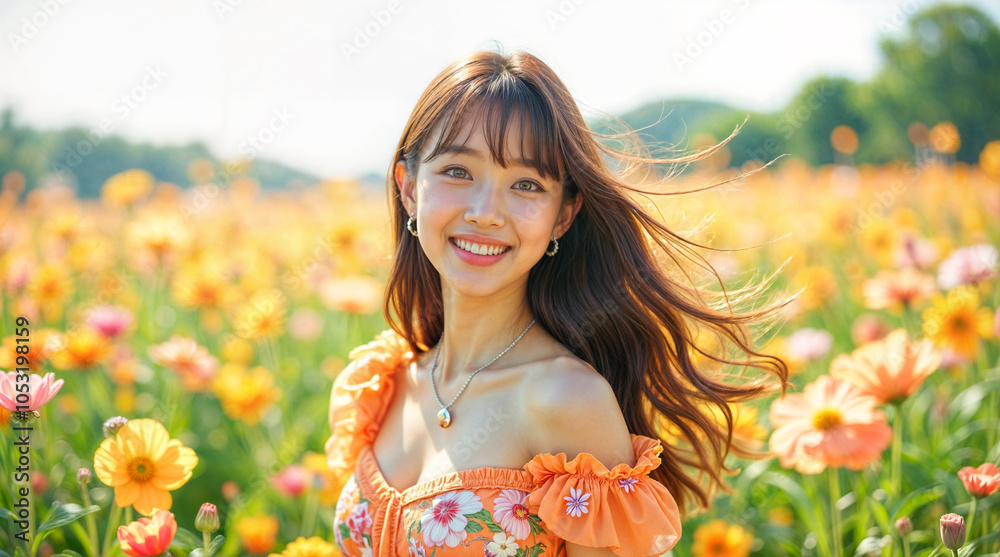 Korean woman in flower field
Korean woman in flower field