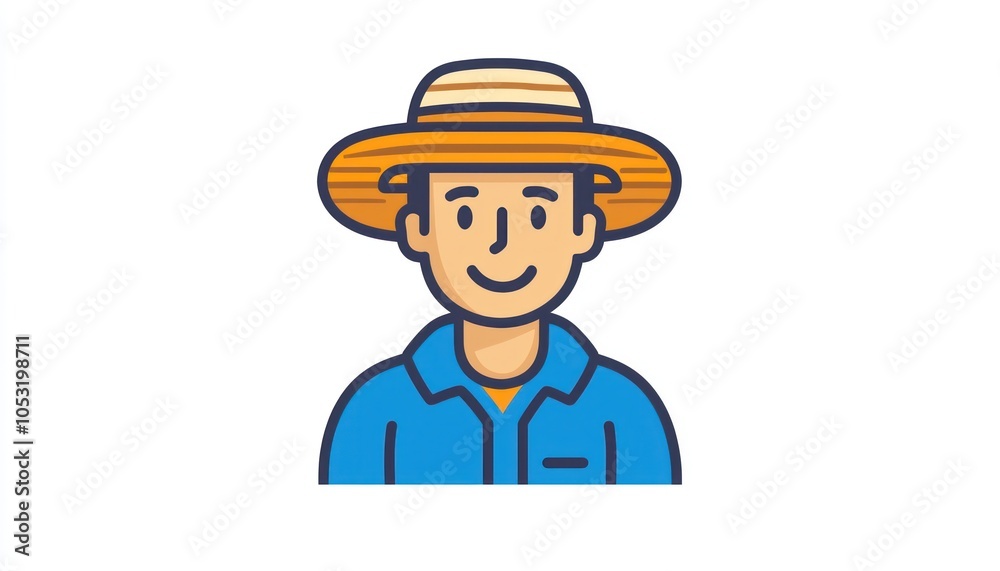 Farmer figure in a simple line icon style, clear and straightforward. Farmer figure in a simple line icon style, clear and straightforward.