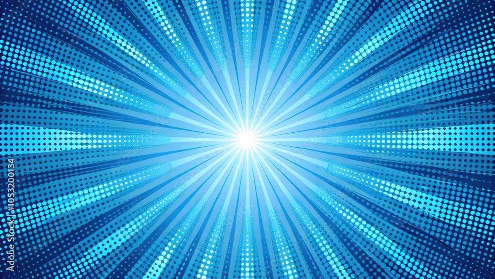 Abstract retro pop art style radial burst with halftone dots in blue , retro, pop art, abstract, radial burst, halftone dots Abstract retro pop art style radial burst with halftone dots in blue , retro, pop art, abstract, radial burst, halftone dots