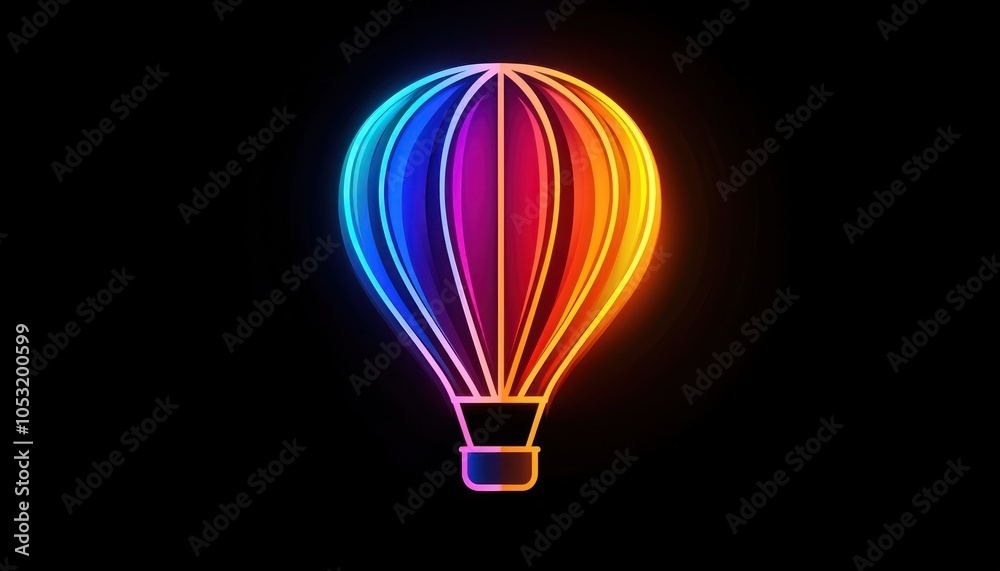 Obraz premium Vibrant leisure flight depicted in a hot air balloon glyph icon.